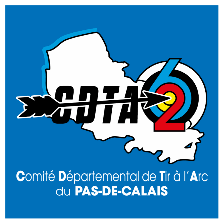 Logo du Comité Départemental de tir à l'arc du Pas-de-Calais- fond bleu
