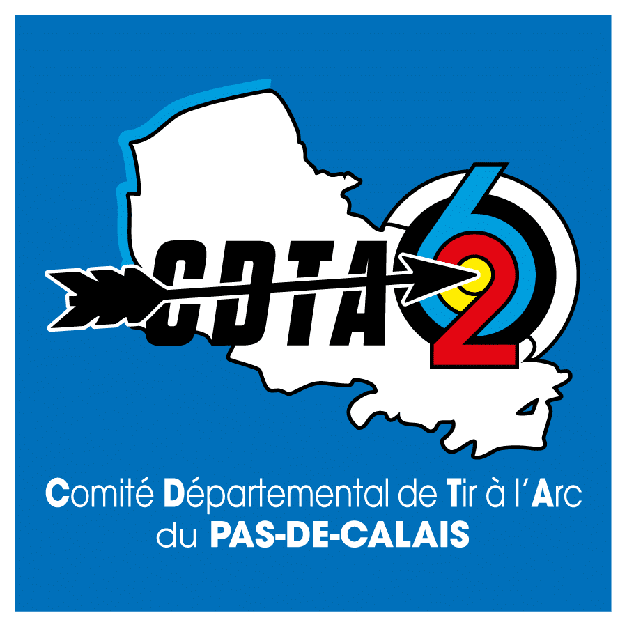 Logo du Comité Départemental de tir à l'arc du Pas-de-Calais- fond bleu